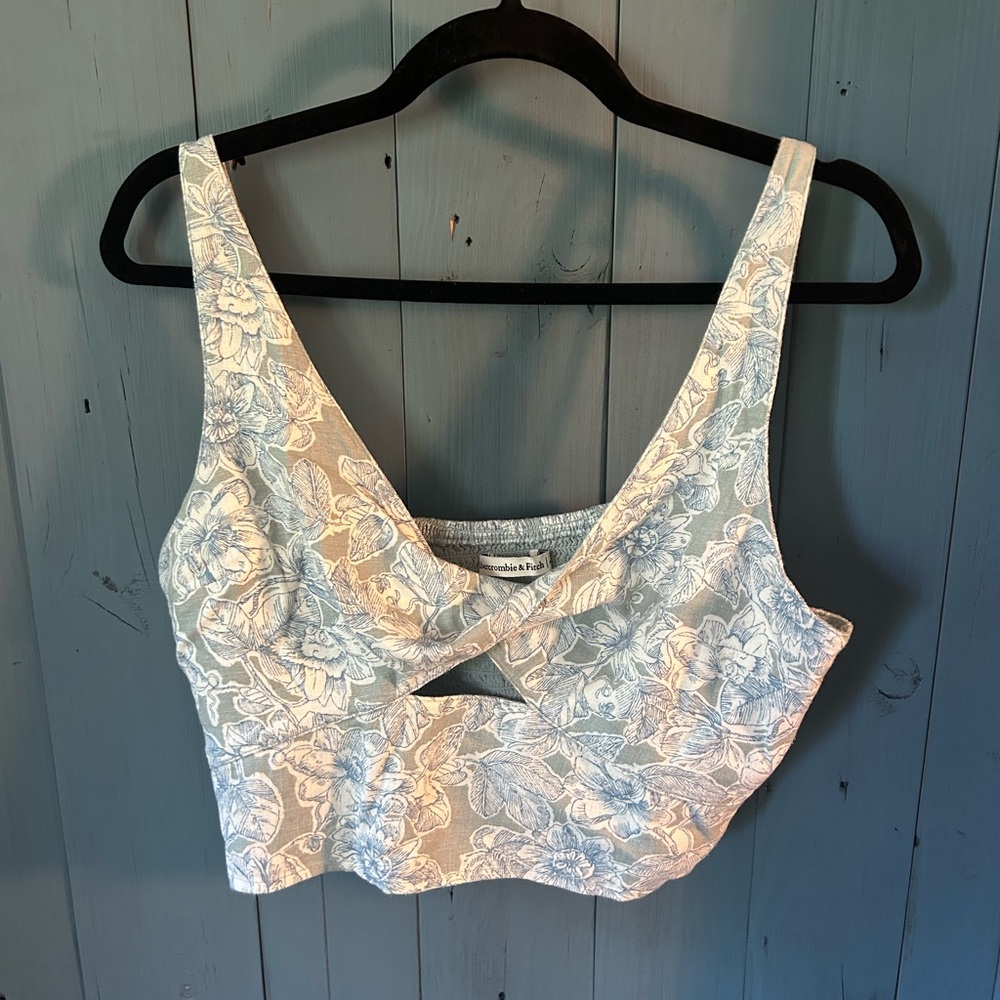 NWOT Abercrombie & Fitch Floral Linen Crop Top | Size Large